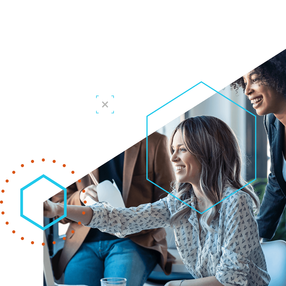 Buisness woman showing people around